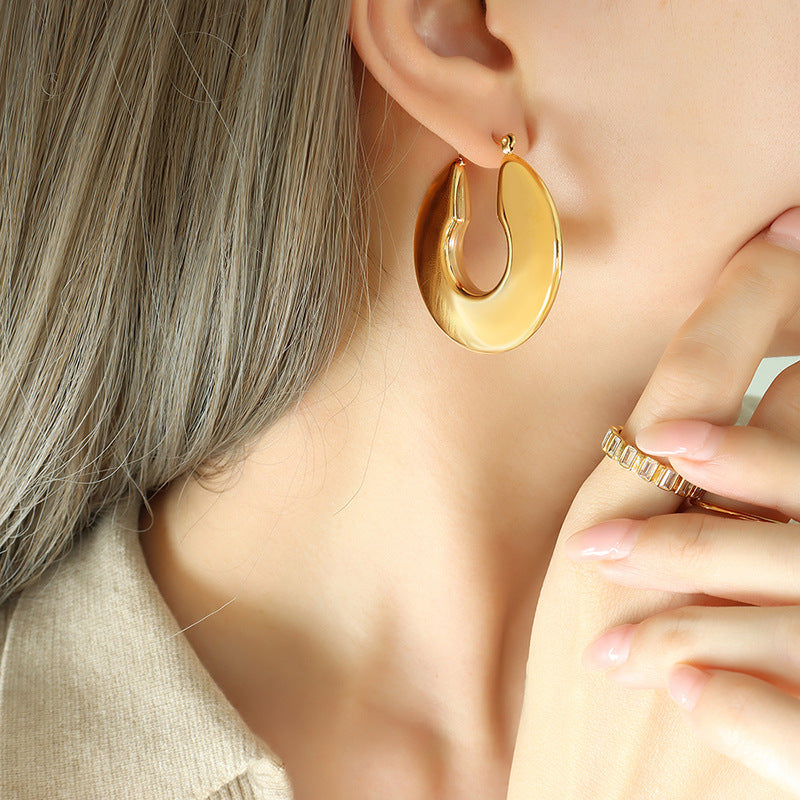 Women's Hoop Polished Stainless Steel Earrings