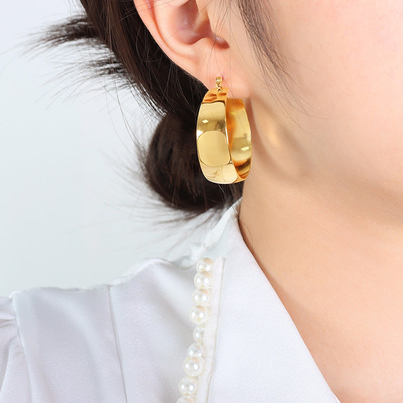 Stainless Steel Chunky Ring Hoop Earrings