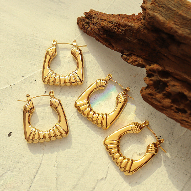 Distressed Stainless Steel Hoop Earrings