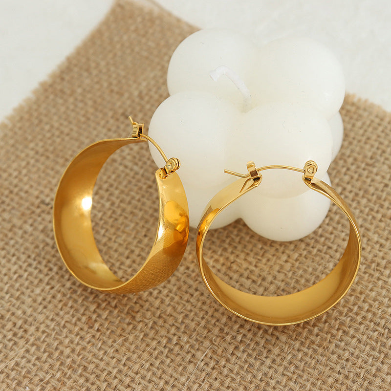 Stainless Steel Chunky Ring Hoop Earrings
