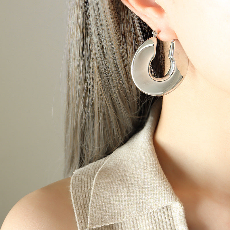 Women's Hoop Polished Stainless Steel Earrings