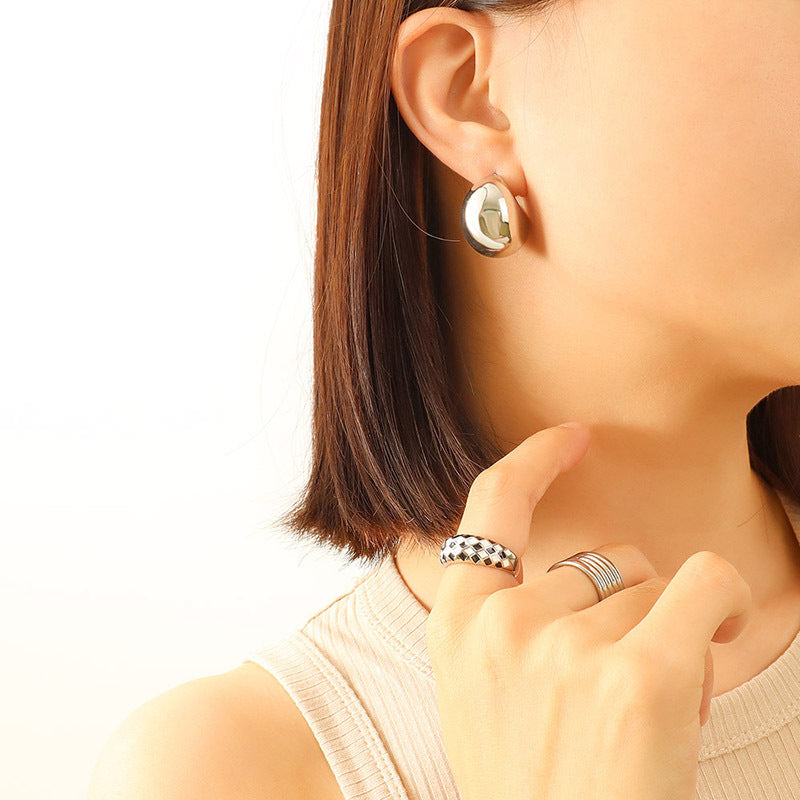 Stainless Steel Vintage Hollow Hoop Earrings