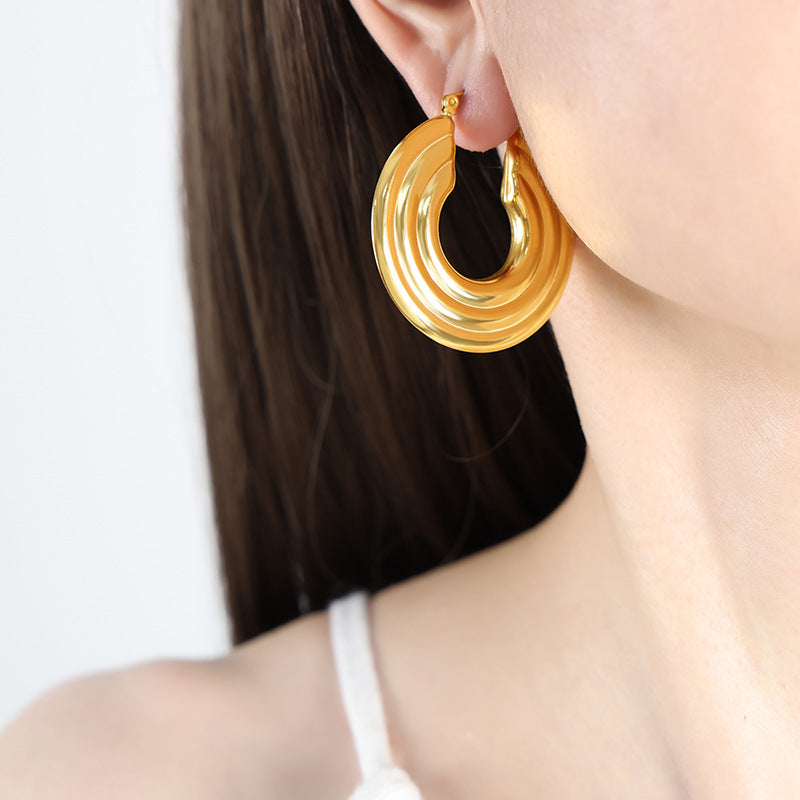 Stainless Steel Disc Hoop Earrings