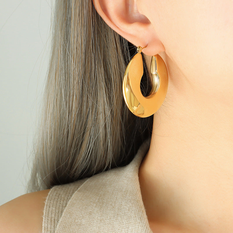 Women's Hoop Polished Stainless Steel Earrings