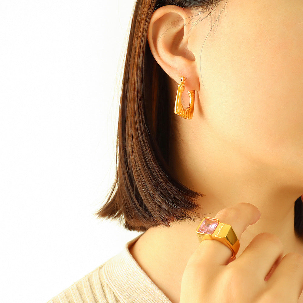 Distressed Stainless Steel Hoop Earrings