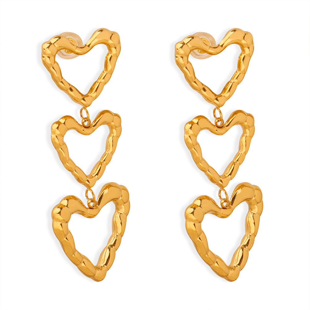 Irregular Bar Heart Stainless Steel Drop Earrings