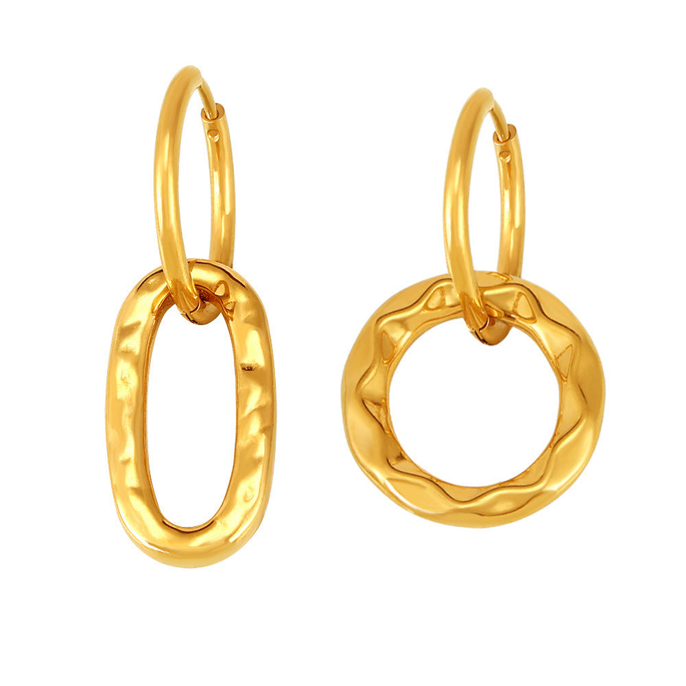 Stainless Steel Asymmetric Drop Earrings