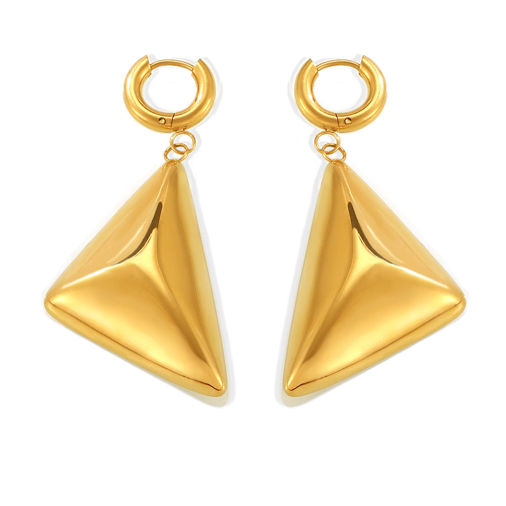 Stainless Steel Triangle 3D Drop Earrings