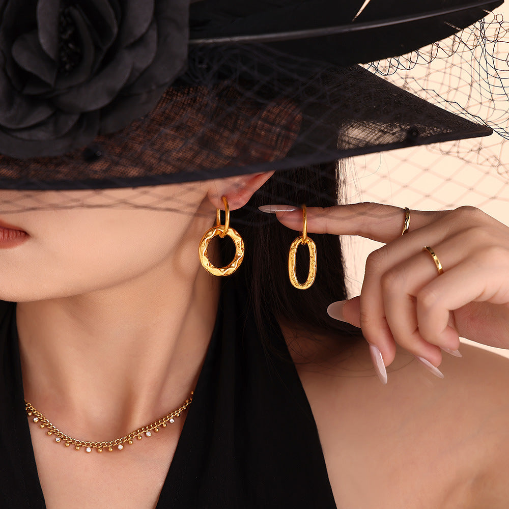 Stainless Steel Asymmetric Drop Earrings