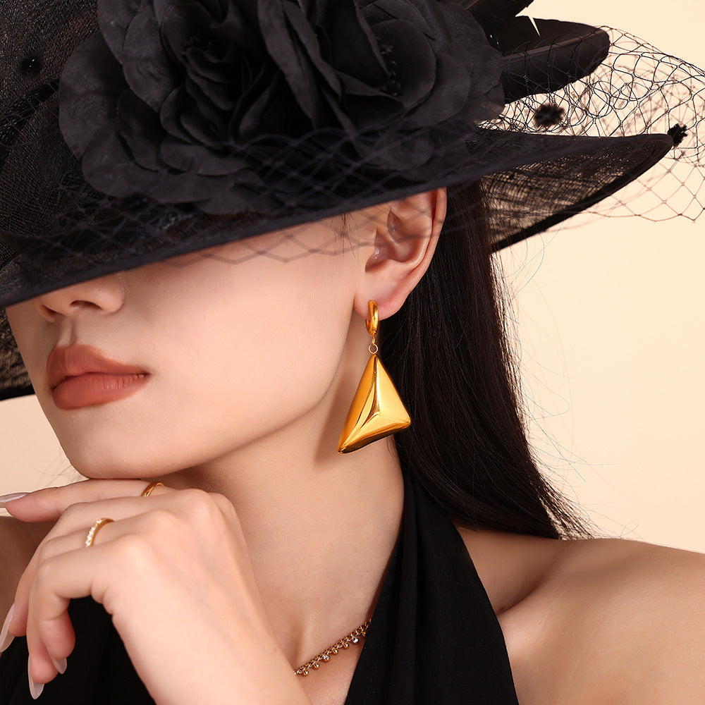 Stainless Steel Triangle 3D Drop Earrings
