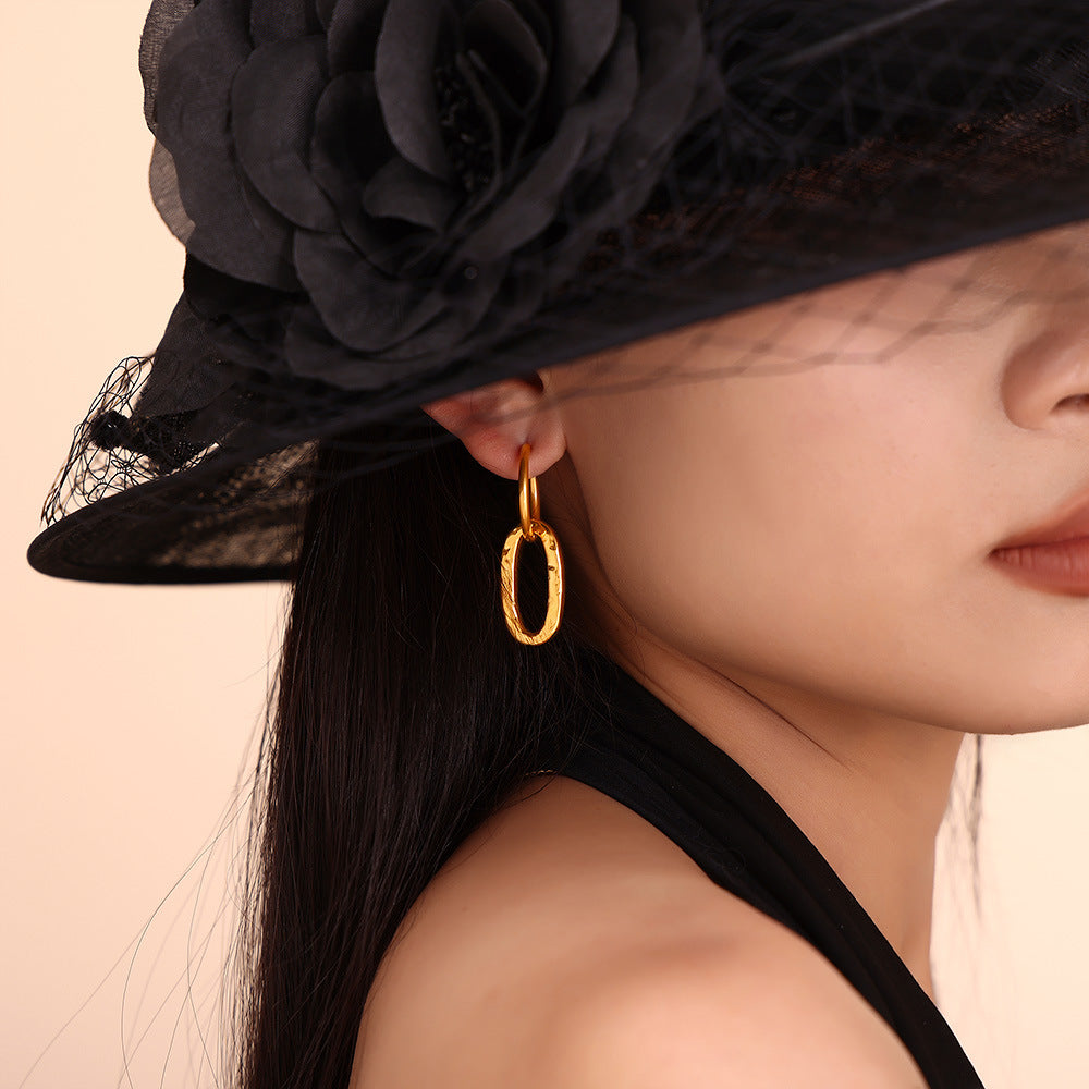 Stainless Steel Asymmetric Drop Earrings
