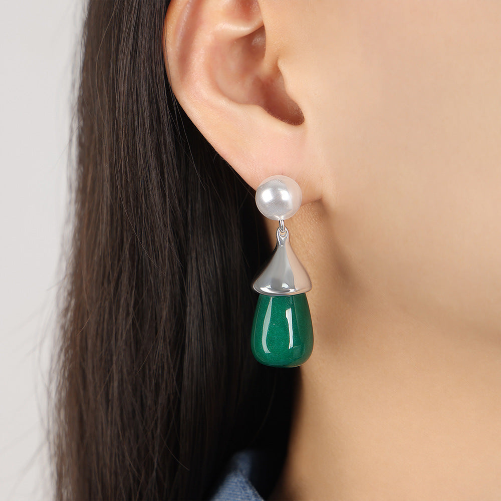 Water Drop Resin Stainless Steel Drop Earrings
