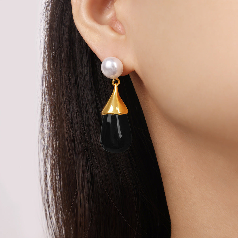Water Drop Resin Stainless Steel Drop Earrings