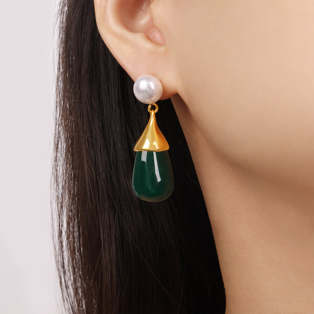 Water Drop Resin Stainless Steel Drop Earrings