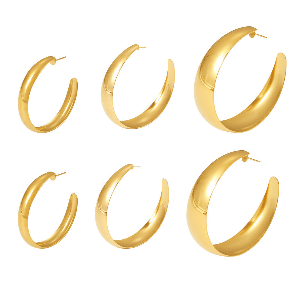 Stainless Steel Women's Multi-Size Hoop Polished Earrings