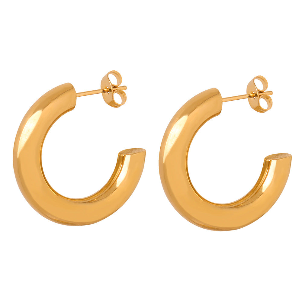 Stainless Steel Polished Minimalist Hoop Earrings