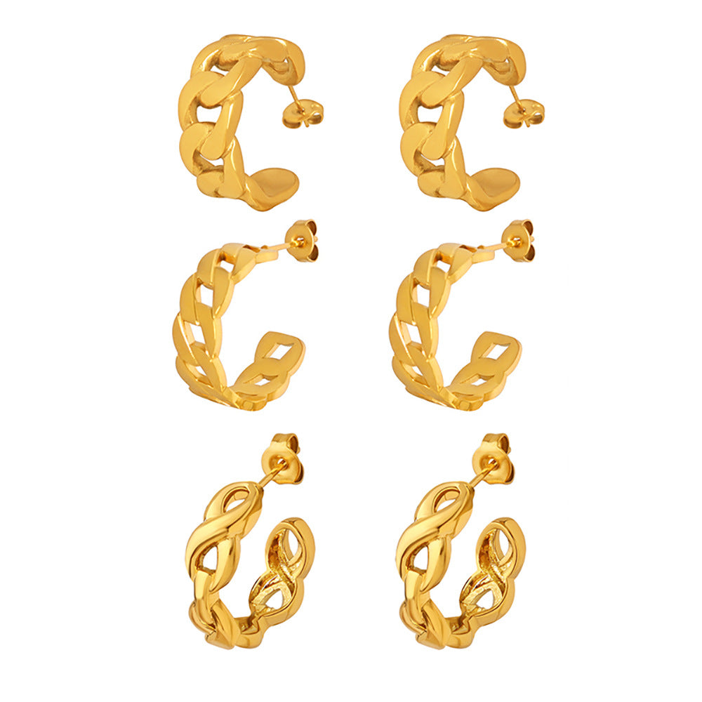 Chain Shape Stainless Steel Hoop Earrings