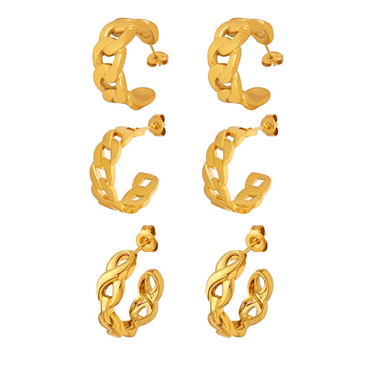 Chain Shape Stainless Steel Hoop Earrings
