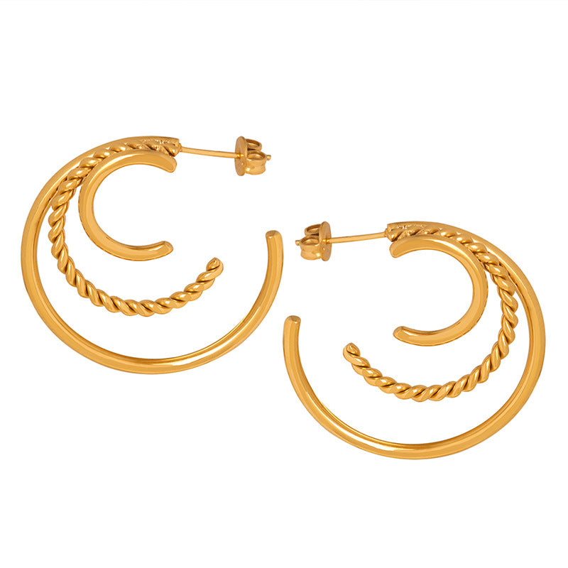 Stainless Steel Triple Hoop Earrings