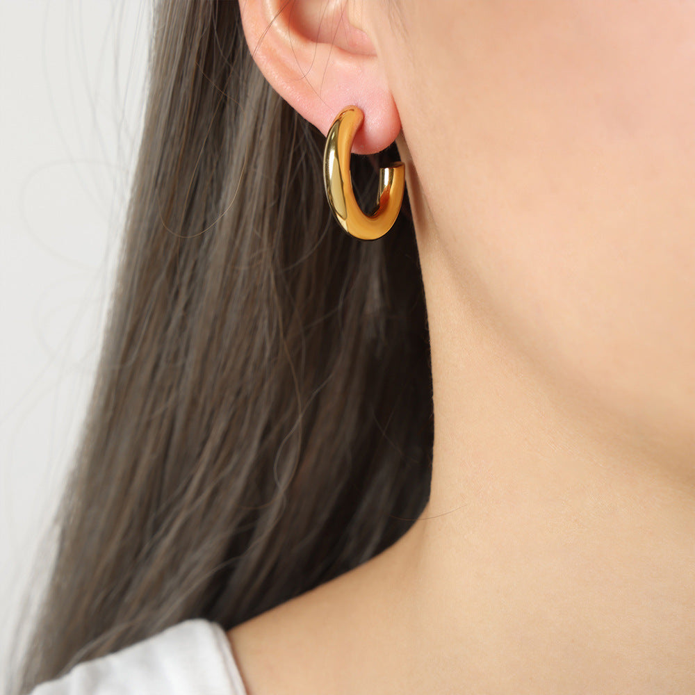 Stainless Steel Polished Minimalist Hoop Earrings