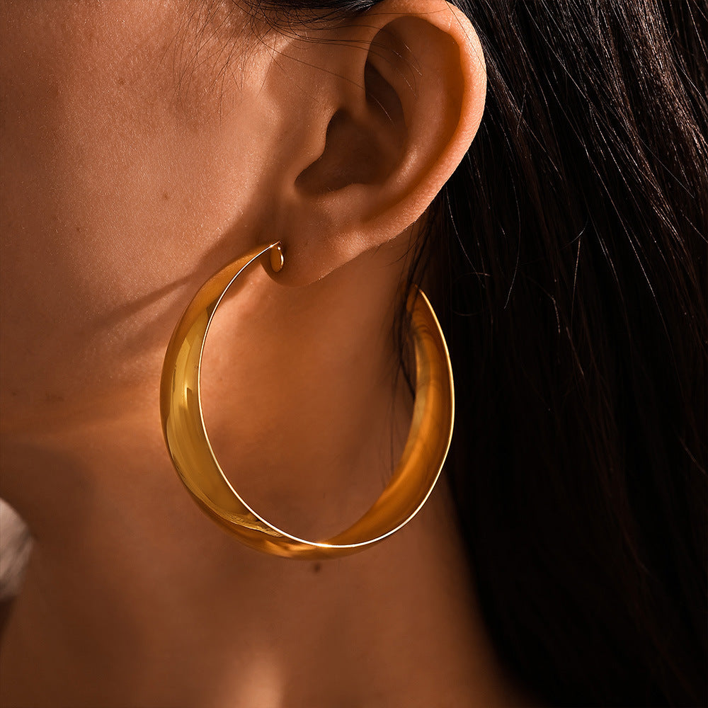 Stainless Steel Women's Multi-Size Hoop Polished Earrings
