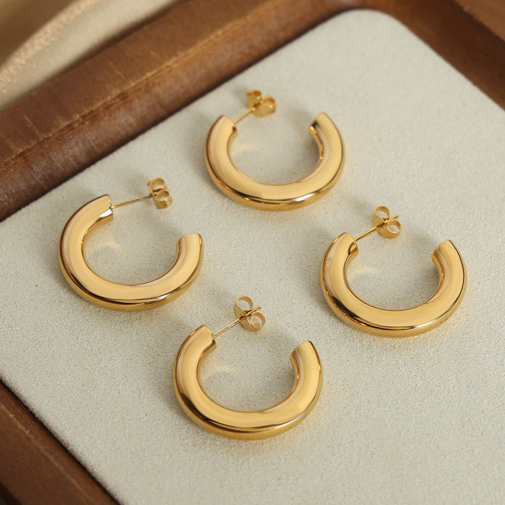 Stainless Steel Polished Minimalist Hoop Earrings