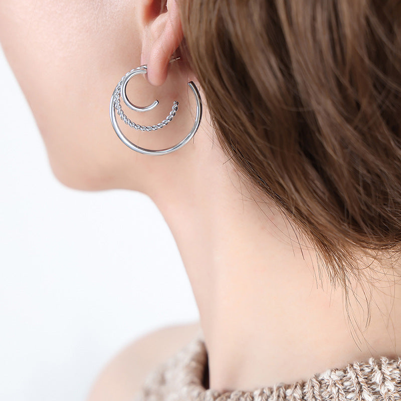 Stainless Steel Triple Hoop Earrings