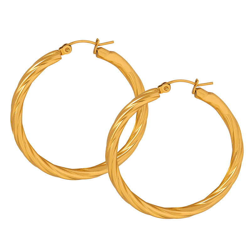 Stainless Steel Exaggerated Large Round Hoop Earrings