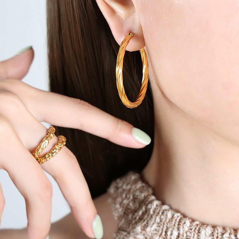 Stainless Steel Exaggerated Large Round Hoop Earrings