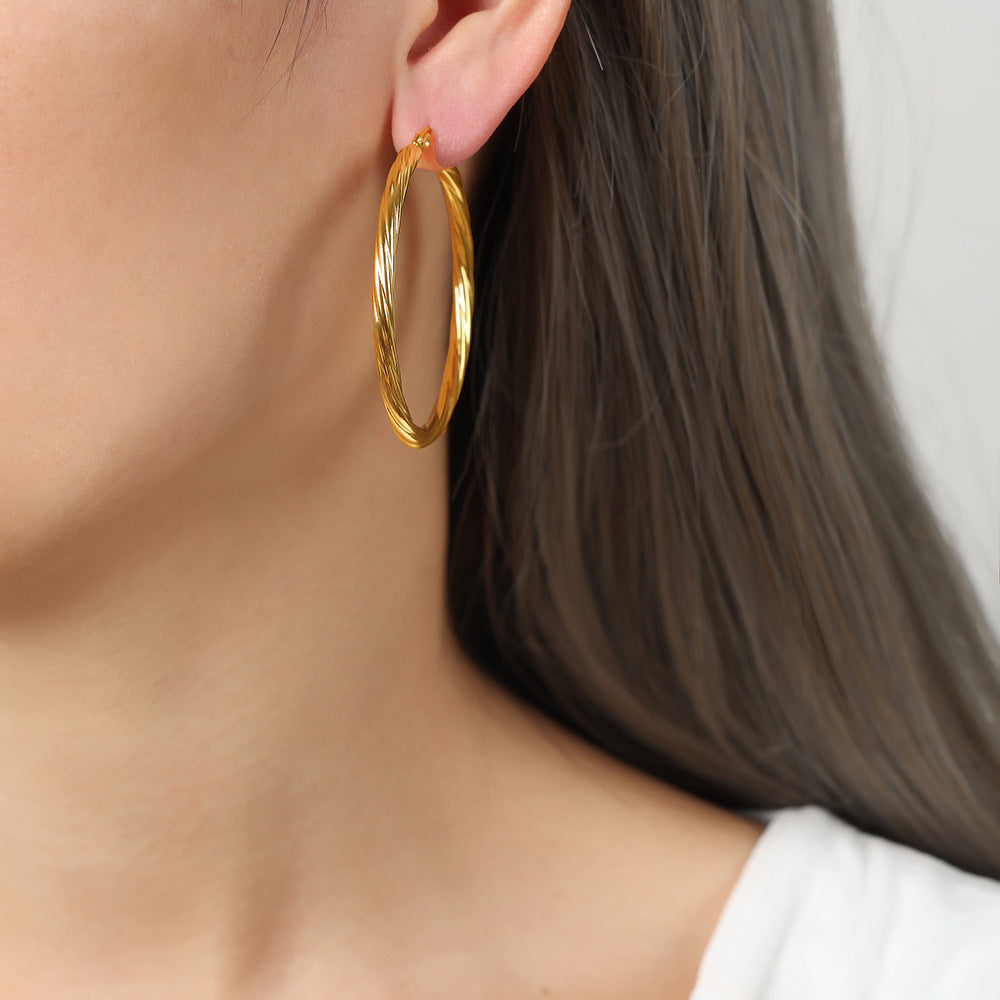 Stainless Steel Exaggerated Large Round Hoop Earrings