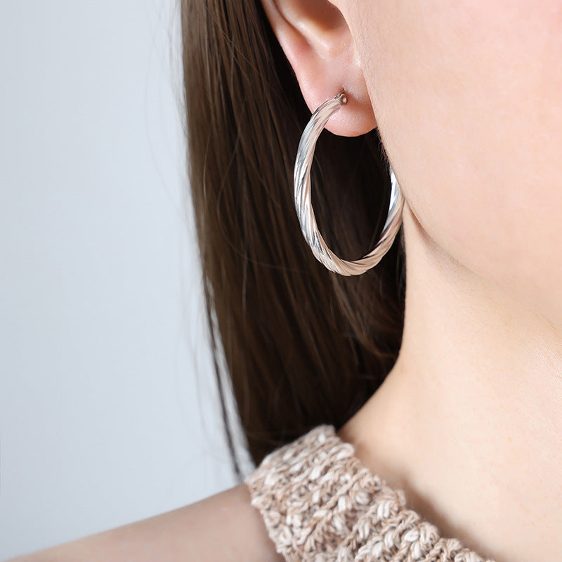 Stainless Steel Exaggerated Large Round Hoop Earrings