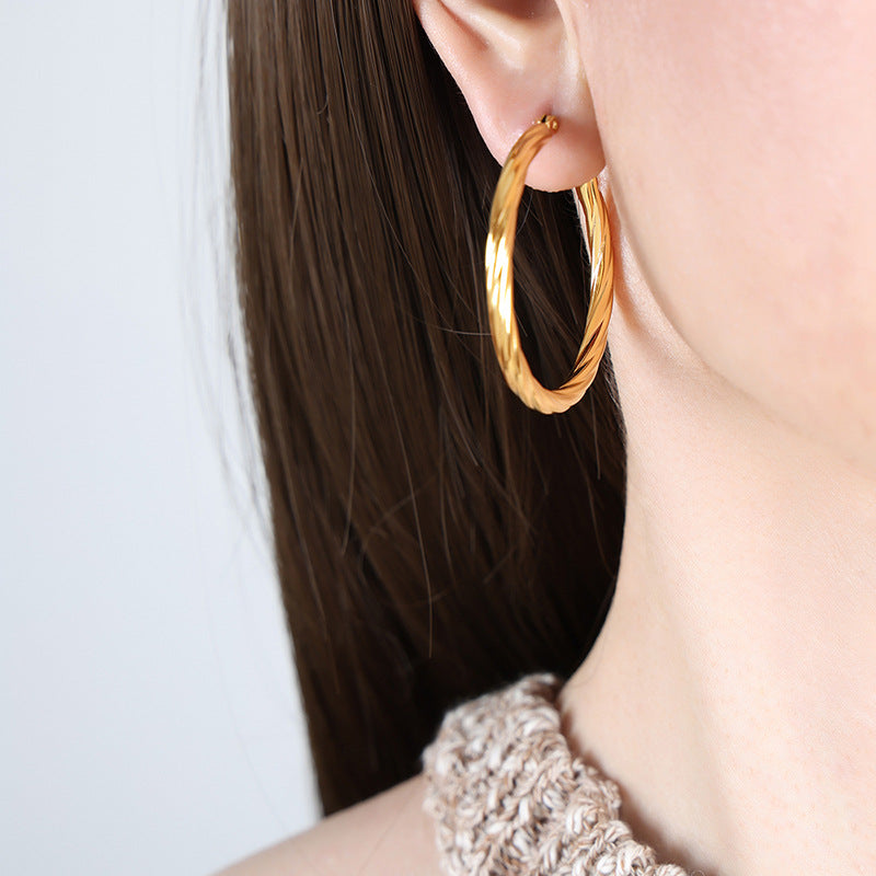 Stainless Steel Exaggerated Large Round Hoop Earrings