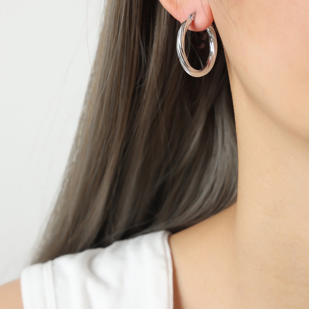 Stainless Steel Exaggerated Large Round Hoop Earrings