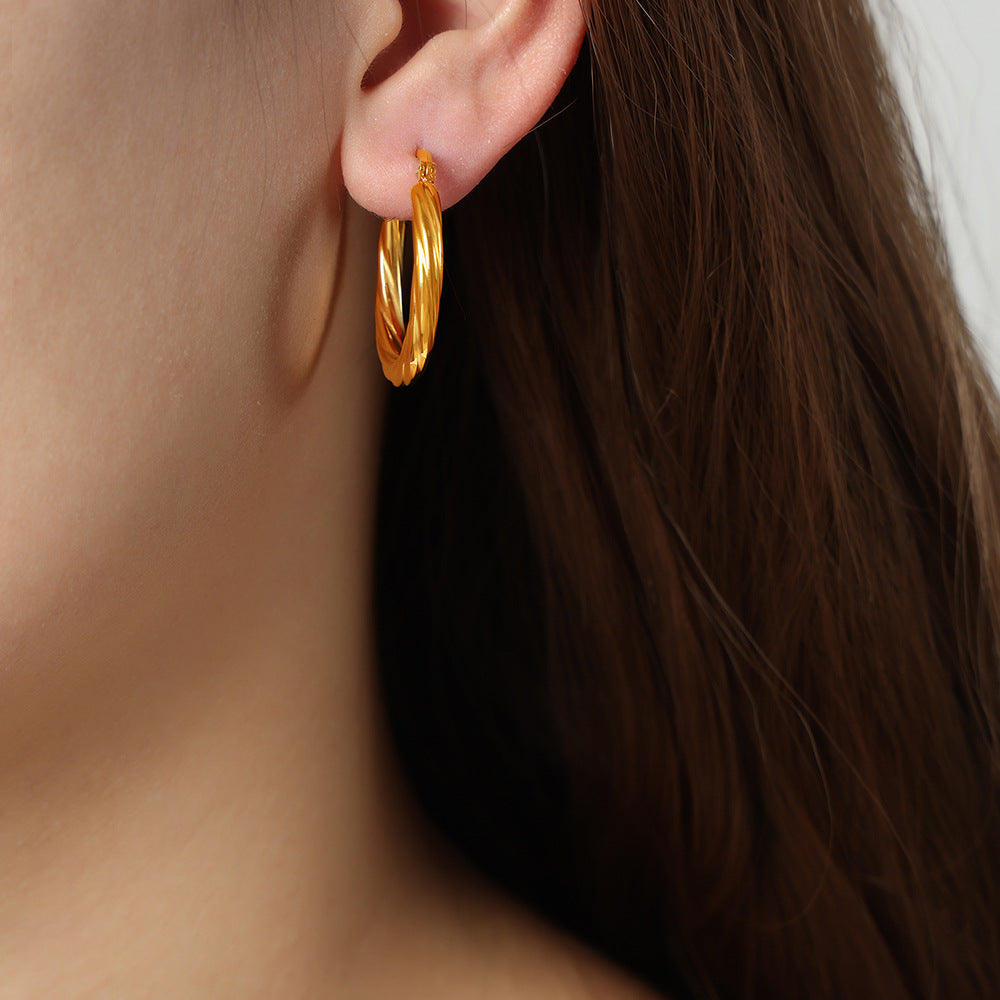 Stainless Steel Exaggerated Large Round Hoop Earrings