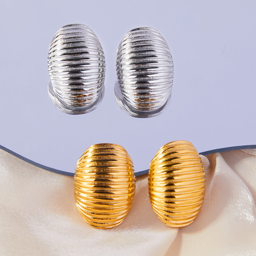 Stainless Steel Multi-layer Line Texture Stud Earrings