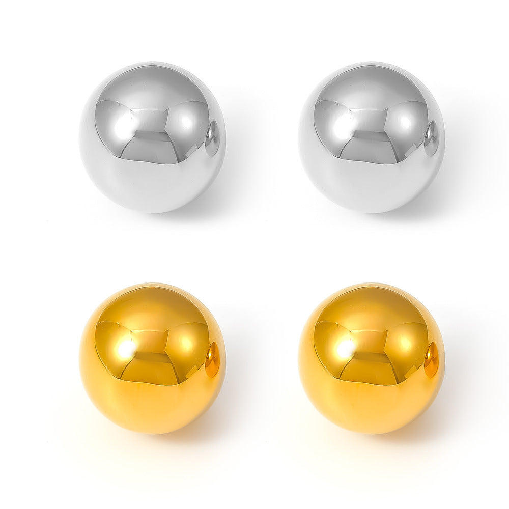 Stainless Steel Simple Half Round Hollow Stud Earrings