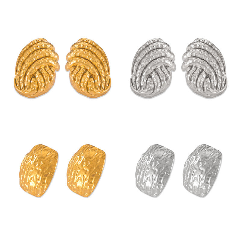 18K Gold PVD Stainless Steel Irregular Texture Earrings