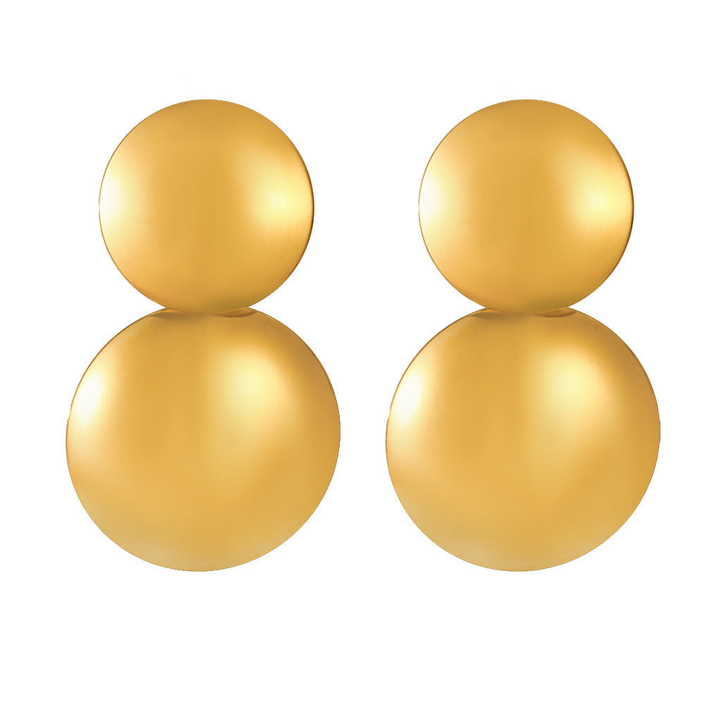 Polished Stainless Steel Double Large Round Splicing Stud Earrings