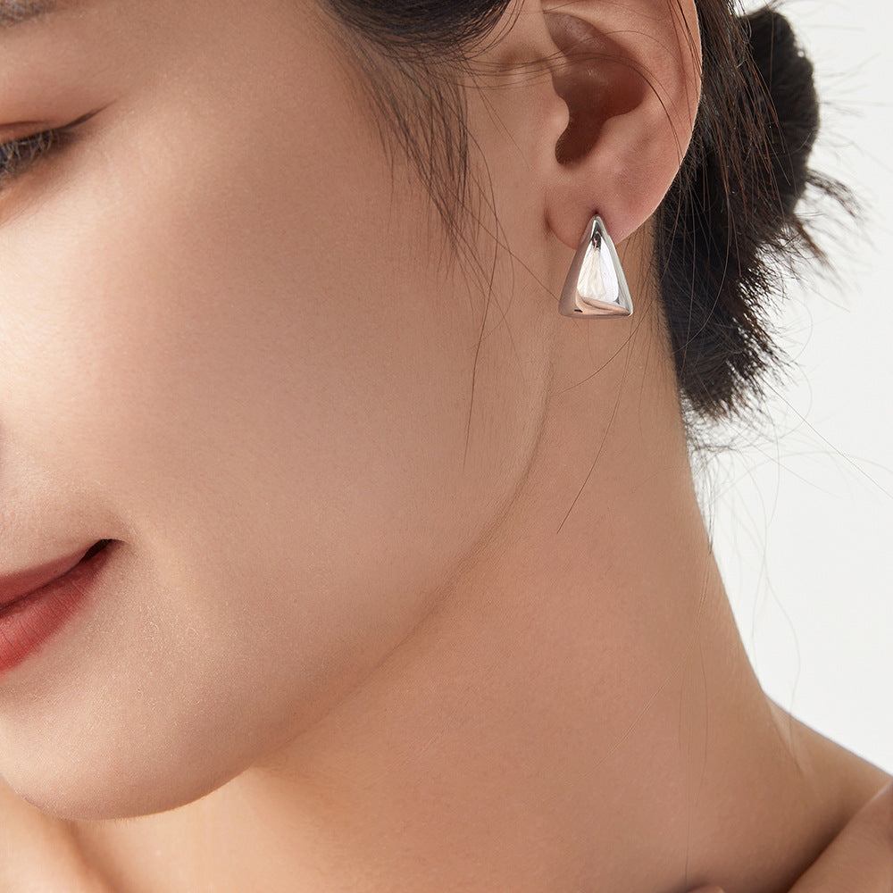 Stainless Steel Triangle Polished Stud Earrings