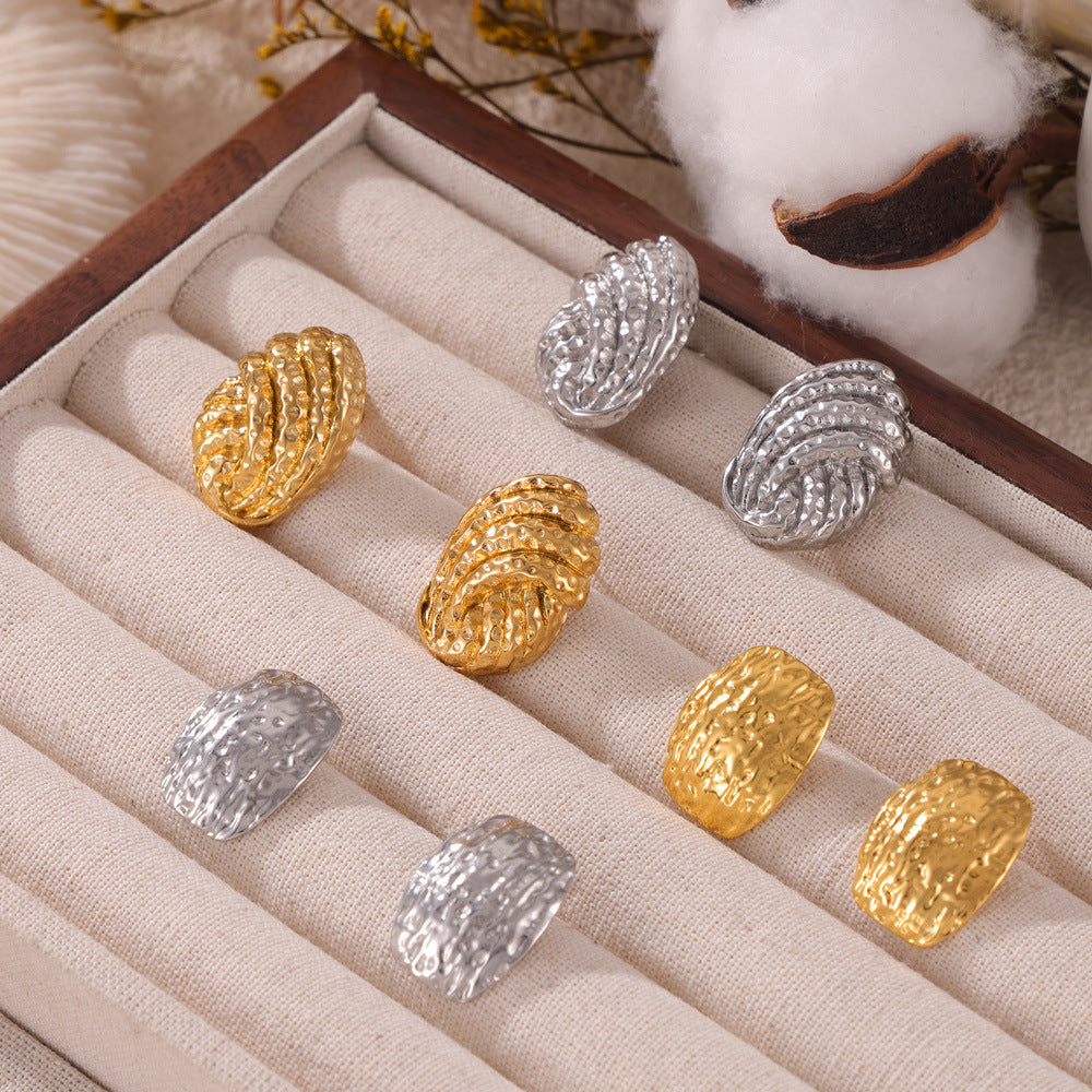 18K Gold PVD Stainless Steel Irregular Texture Earrings