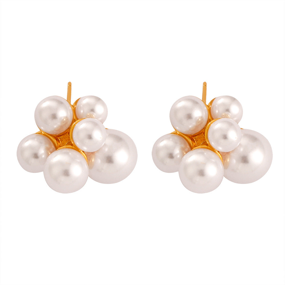 Stainless Steel Irregular Imitation Pearl Stud Earrings