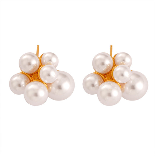 Stainless Steel Irregular Imitation Pearl Stud Earrings