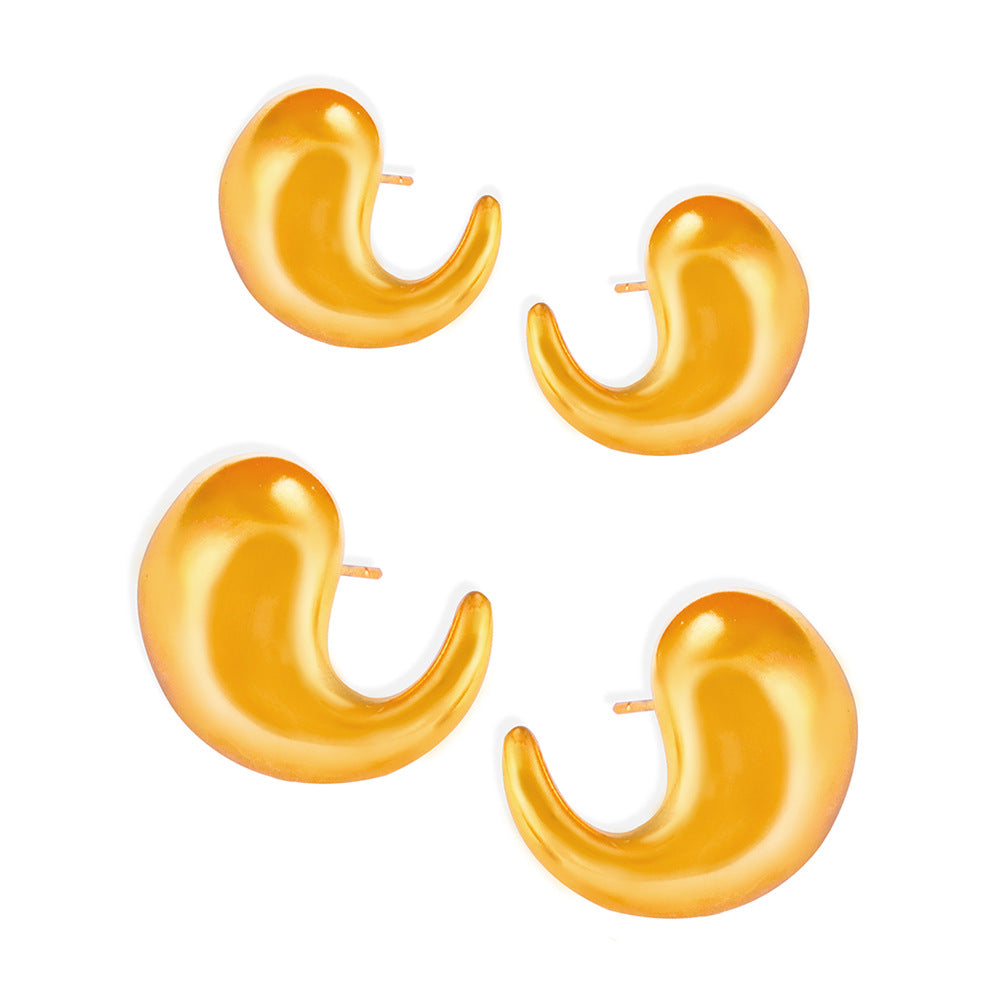Stainless Steel C-Shape Polished Stud Earrings