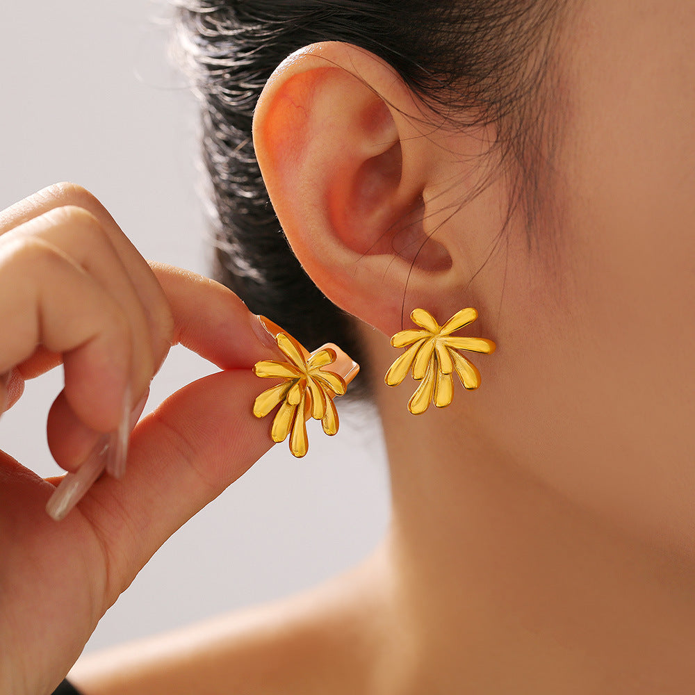Stainless Steel Irregular Firework Shape Stud Earrings