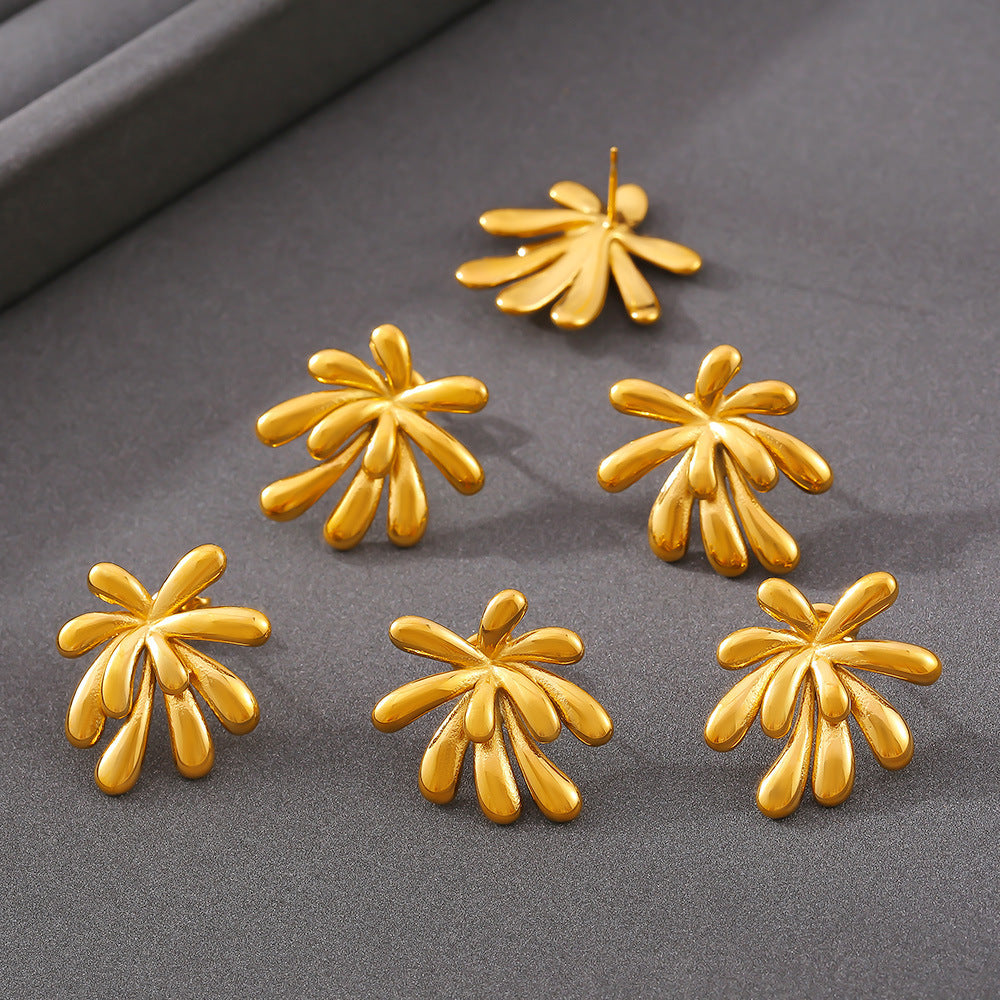 Stainless Steel Irregular Firework Shape Stud Earrings