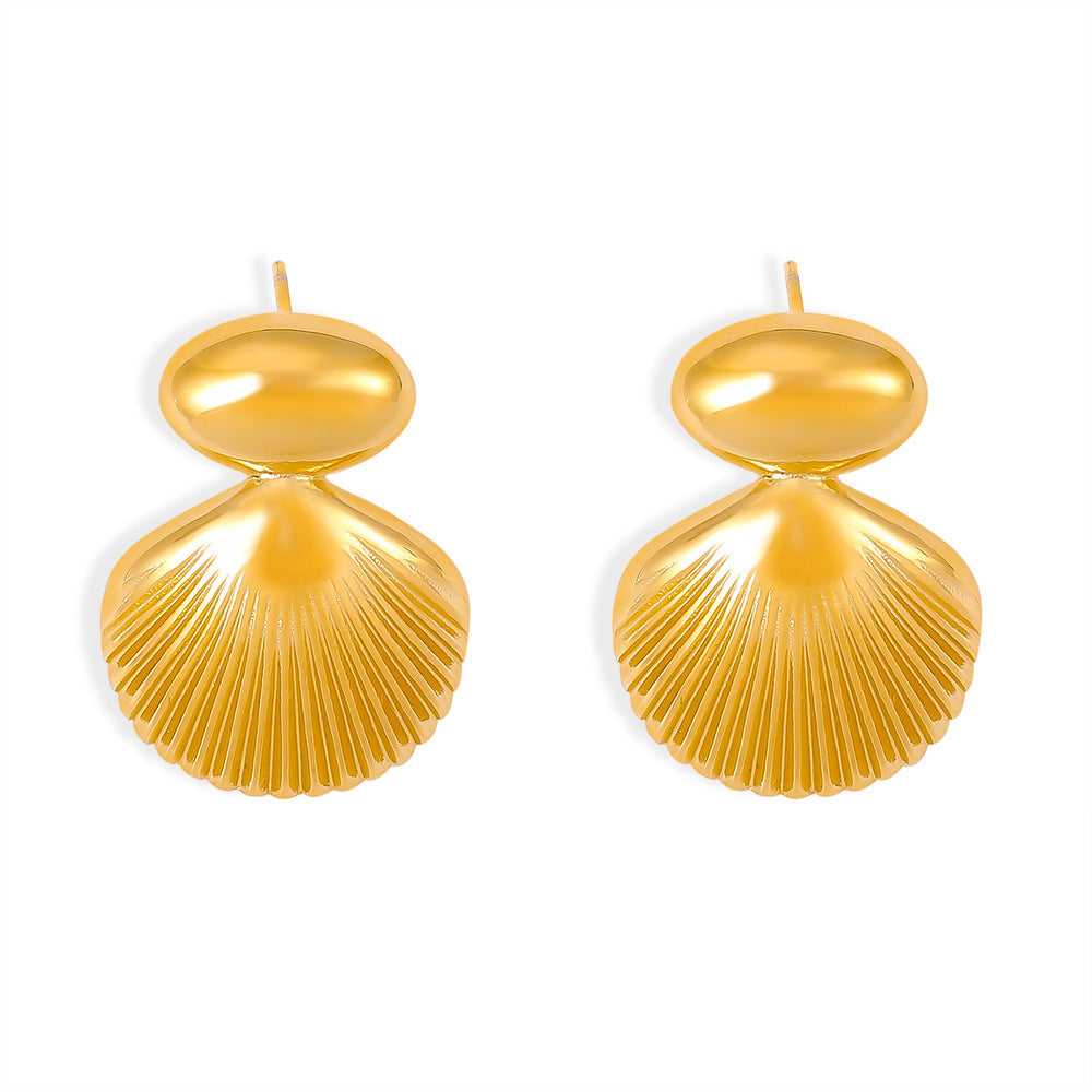 18K Gold PVD Stainless Steel Shell Stud Earrings