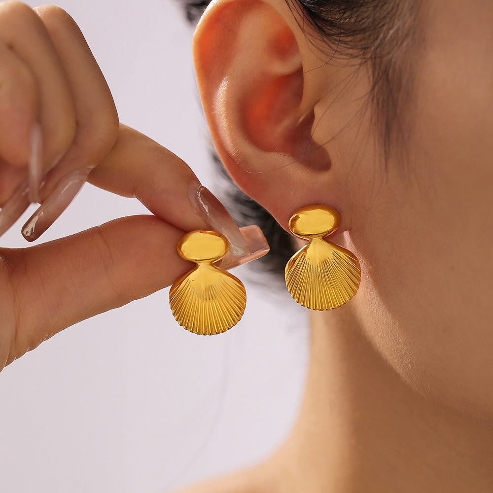 18K Gold PVD Stainless Steel Shell Stud Earrings