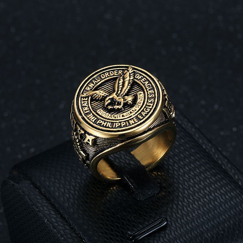 Stainless Steel Eagle Center Men's Signet Ring