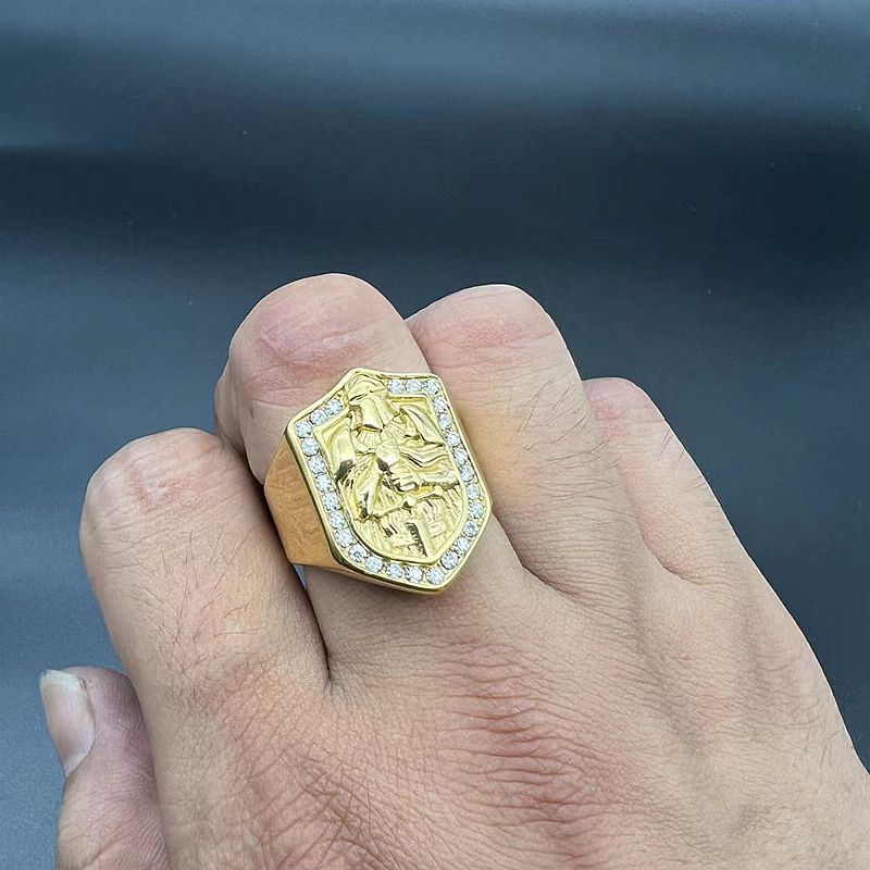 Stainless Steel Shield Templar Men's Ring