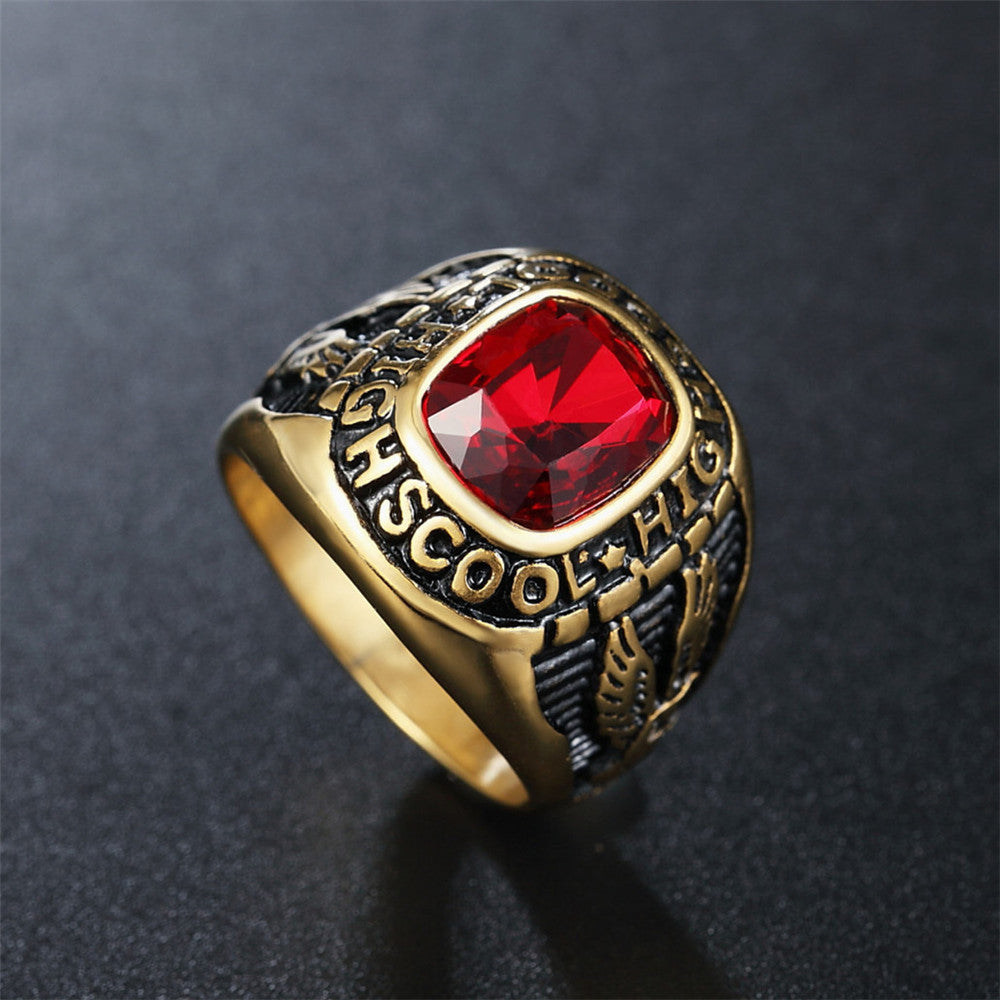 18K Gold PVD Double Eagles Gemstone Ring